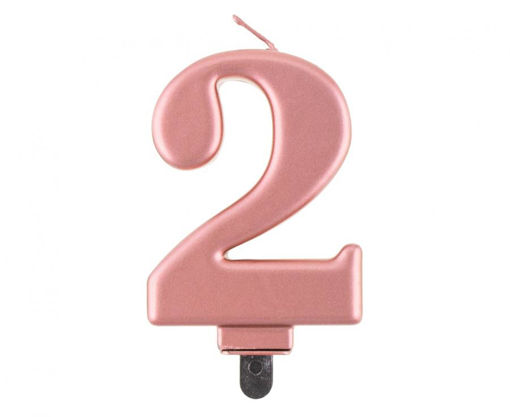 Picture of BIRTHDAY CANDLE ROSE GOLD NUMBER 2 - 8CM